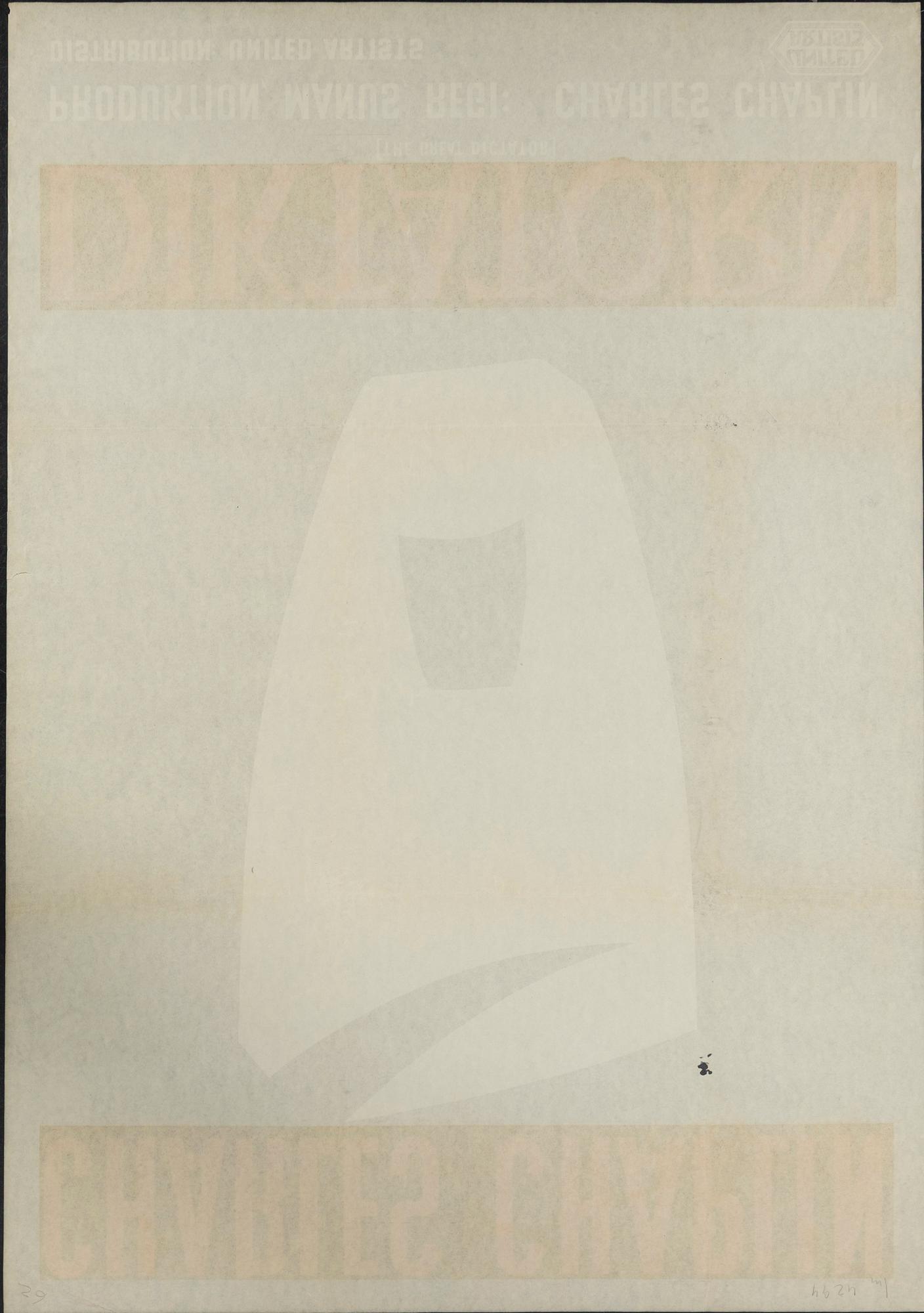 Filmaffisch, "Diktatorn (The Great Dictator)", 1958.