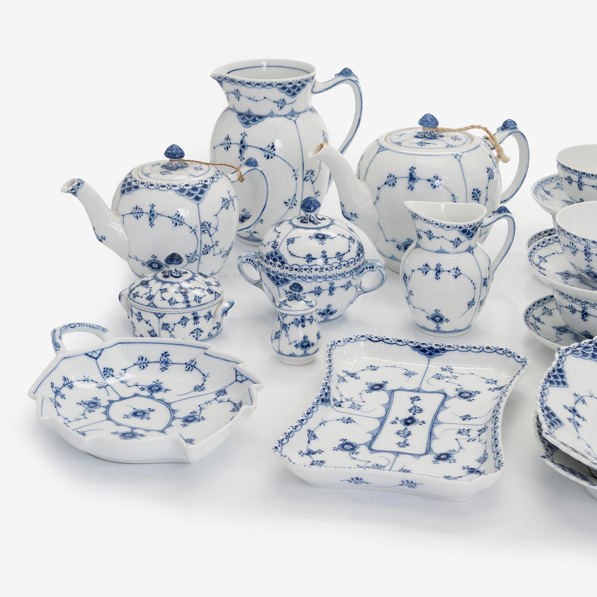 A 51-piece porcelain coffee and tea service, "Musselmalet", Royal Copenhagen, Denmark.