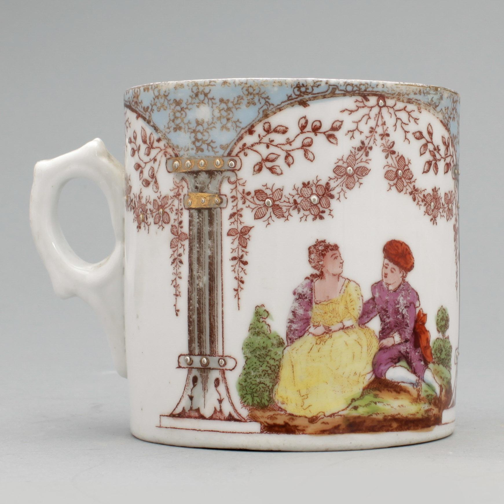 KRÖNINGSMUGGAR, 2 + 1 st, fajans, England, tidigt 1900-tal.