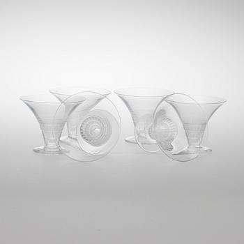 LASISTON OSIA, 10 kpl, "Bourgueil" kristallia, etikettimerkityt Lalique, Paris, 1900-luvun loppu.