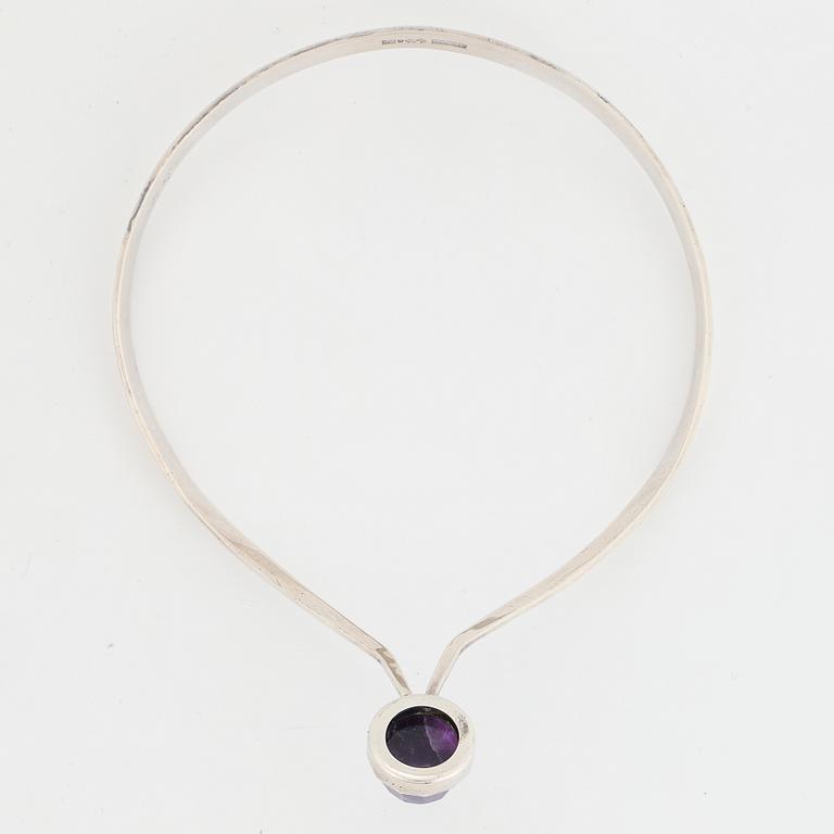COLLIER silver med ametist.
