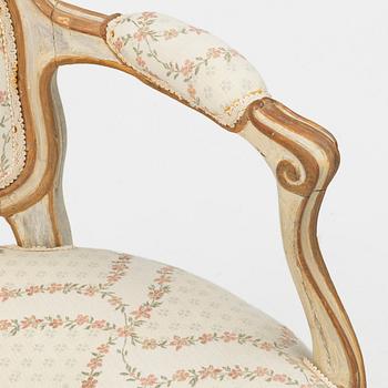 A matched pair of Rococo armchairs, 18th Century.