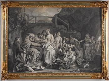 KOPPARSTICK, 2 st, bl a efter C W E Dietrich, 1700-tal.