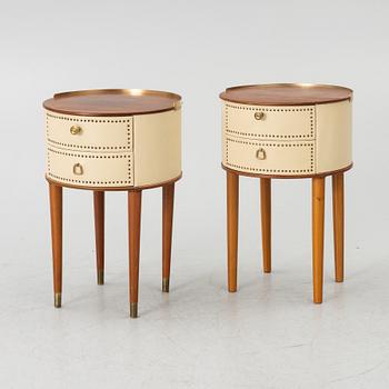 Bedside tables, a pair, Halvdan Pettersson’s furniture factory, Tibro, mid-20th century.