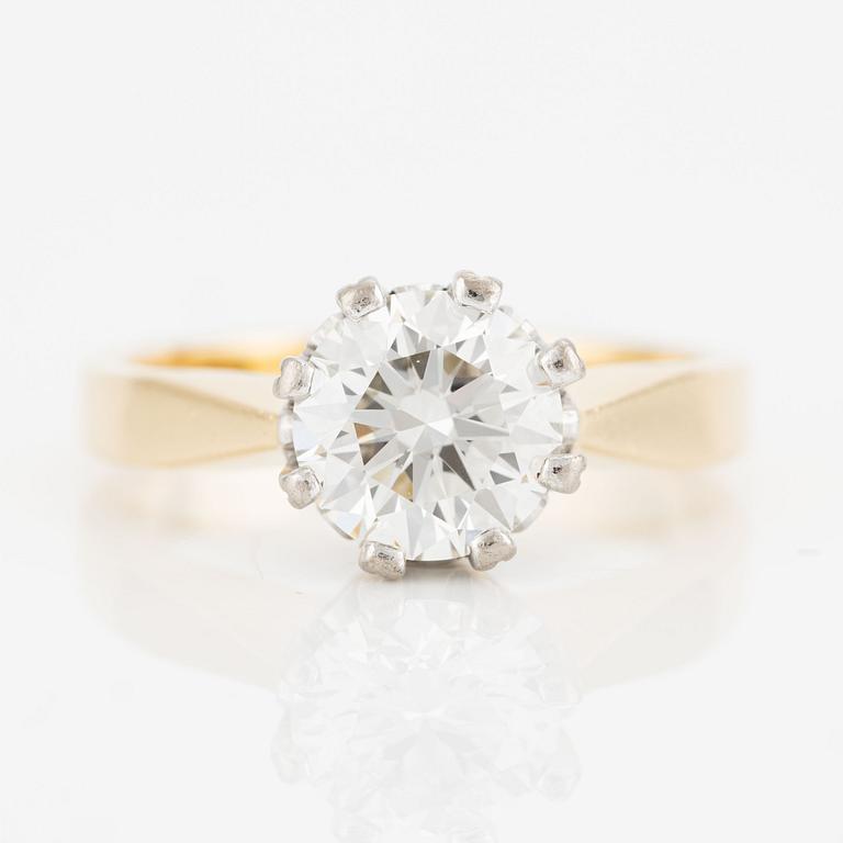 Ring, 18K gold with brilliant cut diamond, 1.52 ct.