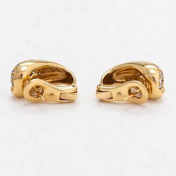 A pair of 18K gold earrings, diamonds totalling approximately 0.30 ct. Foreign hallmarks.