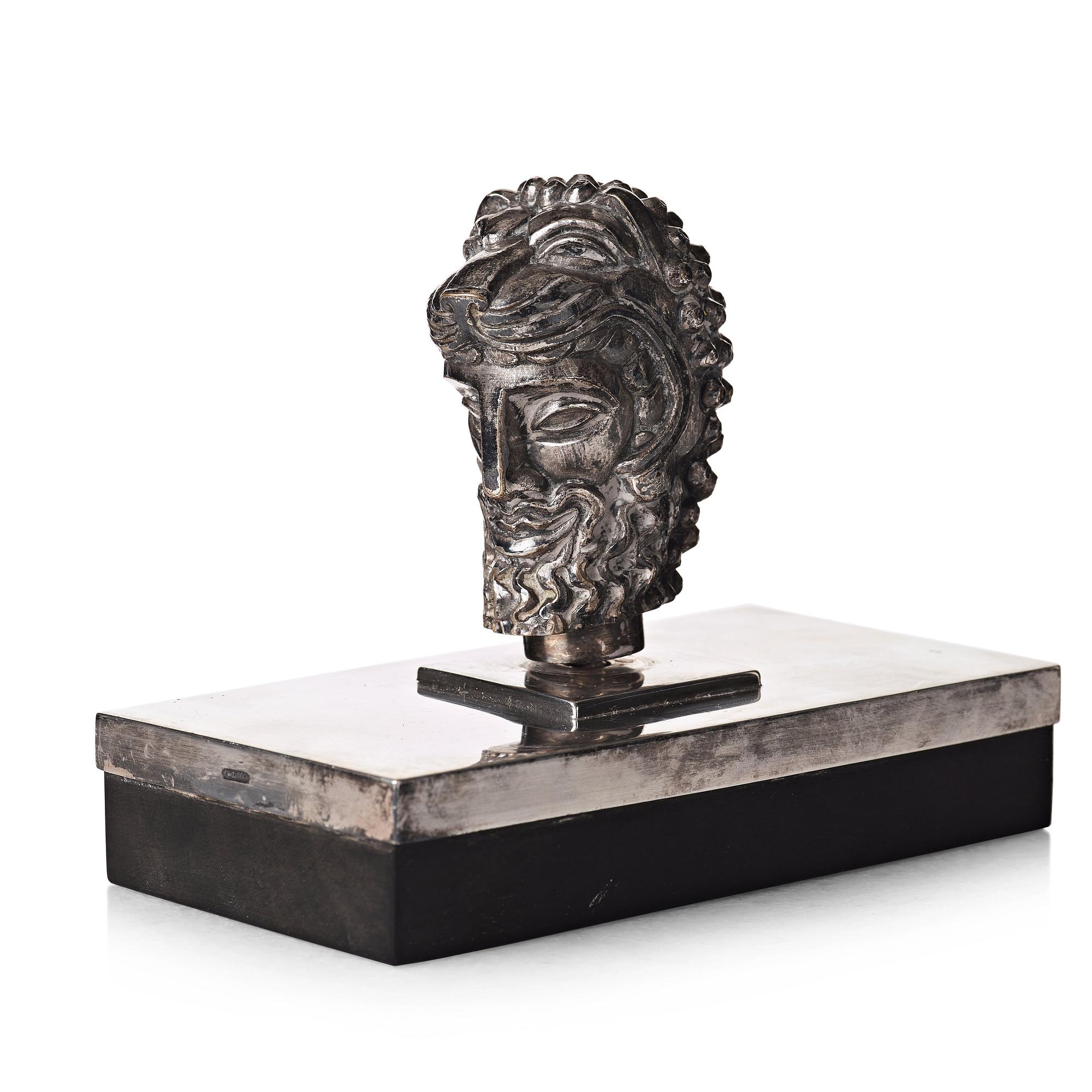 Anna Petrus, a Swedish Grace silver plated paperweight executed by Karl Wojtech, Stockholm 1920's.
