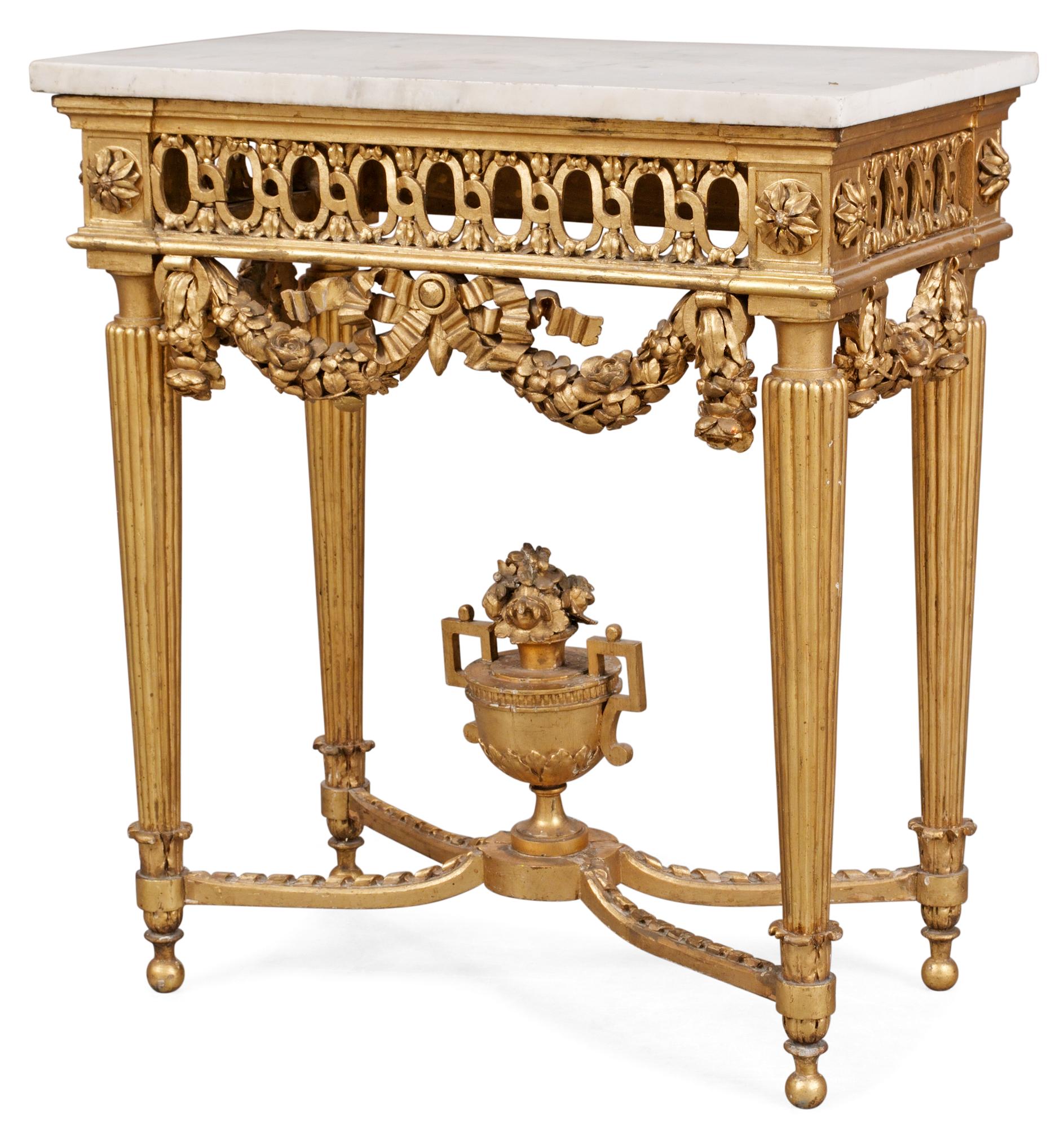 KONSOLBORD, ett par. Danmark, 1700-talets slut. Harsdorffs art.