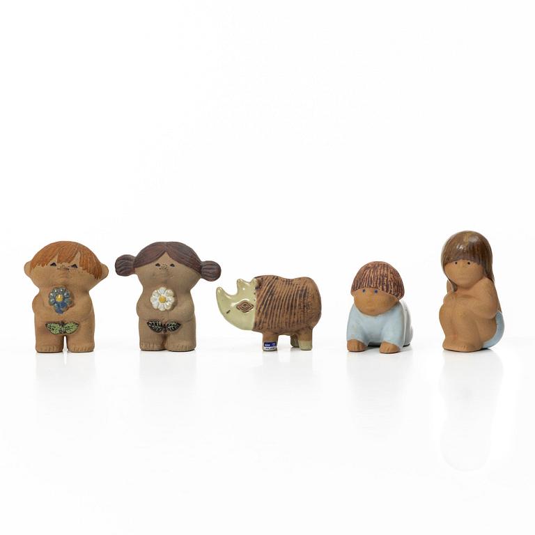Lisa Larson, five stoneware figurines, Gustavsberg, Sweden.