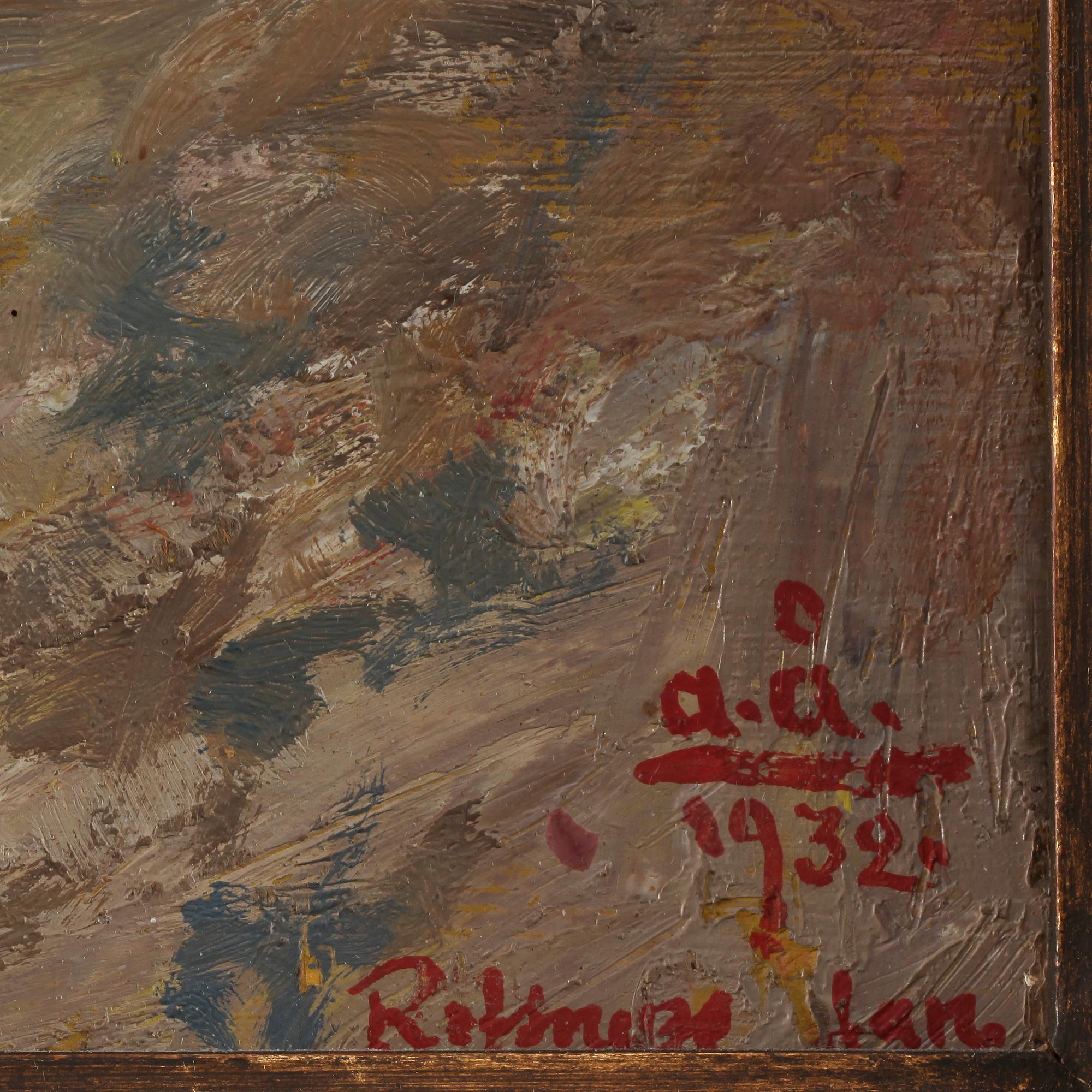 ACKE ÅSLUND, olja på pannå, sign o dat 1932.