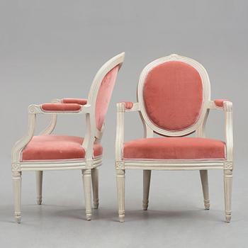 A pair of Gustavian armchairs.