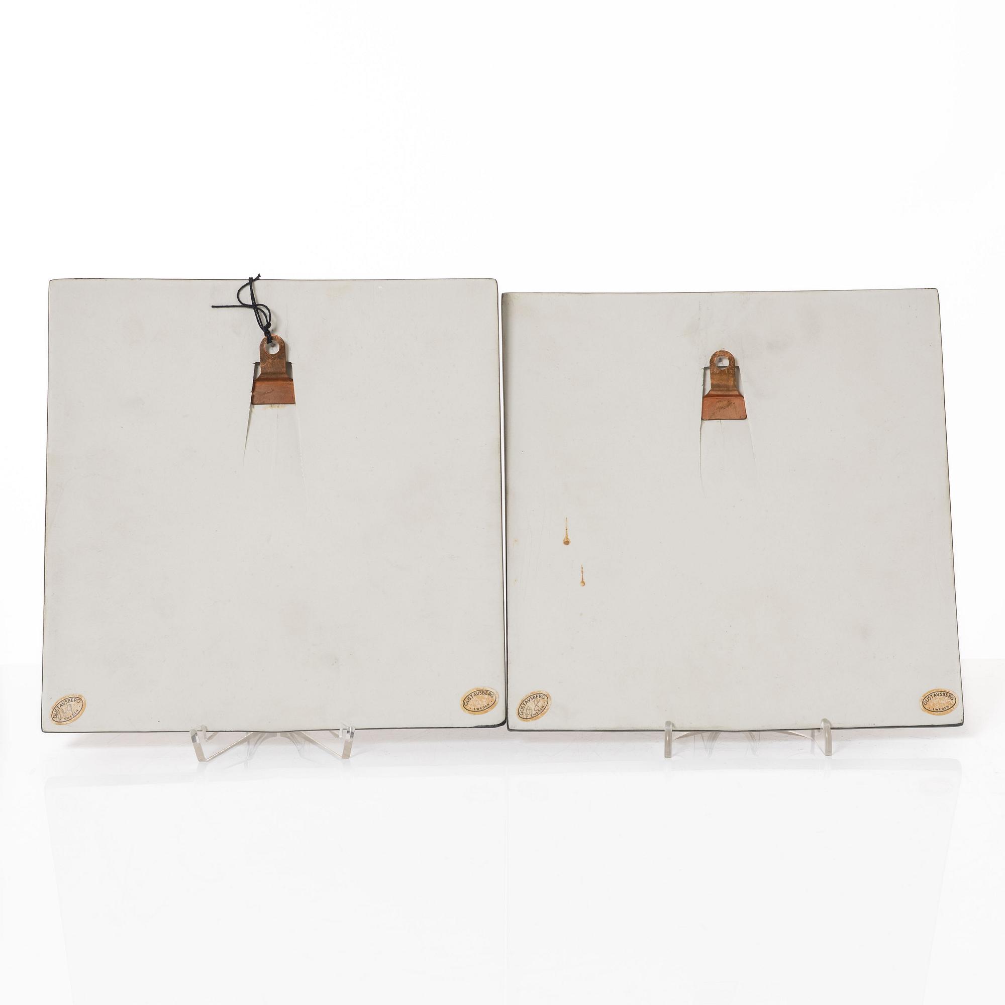 Lisa Larson, two stoneware wall reliefs, Gustavsberg.