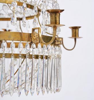 Ljuskrona, för sju ljus, Stockholmsarbete, 1700-talets slut, Sengustaviansk.