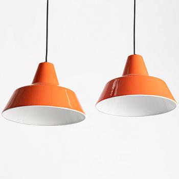 A. Wedel Madsen, a pair of 'Værkstedspendel' ceiling lamps, Louis Poulsen, Denmark, later part of the 20th century,