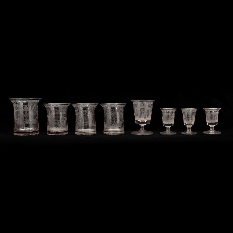 GLAS, 8 st, Sverige, omkring 1800.