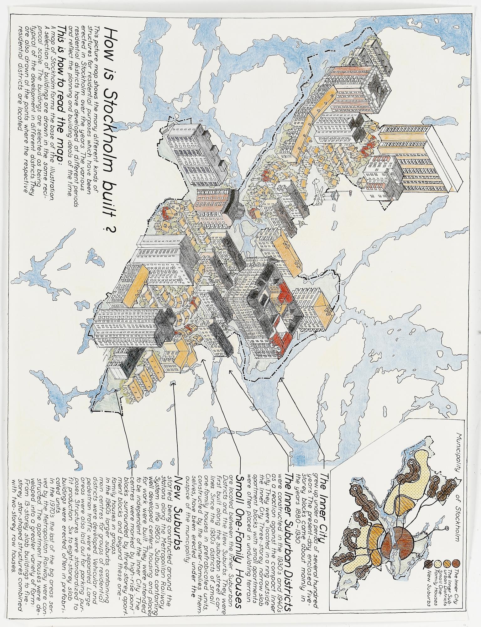 STADSKARTOR, 5 st. Stockholms stad, 1980-90-tal.