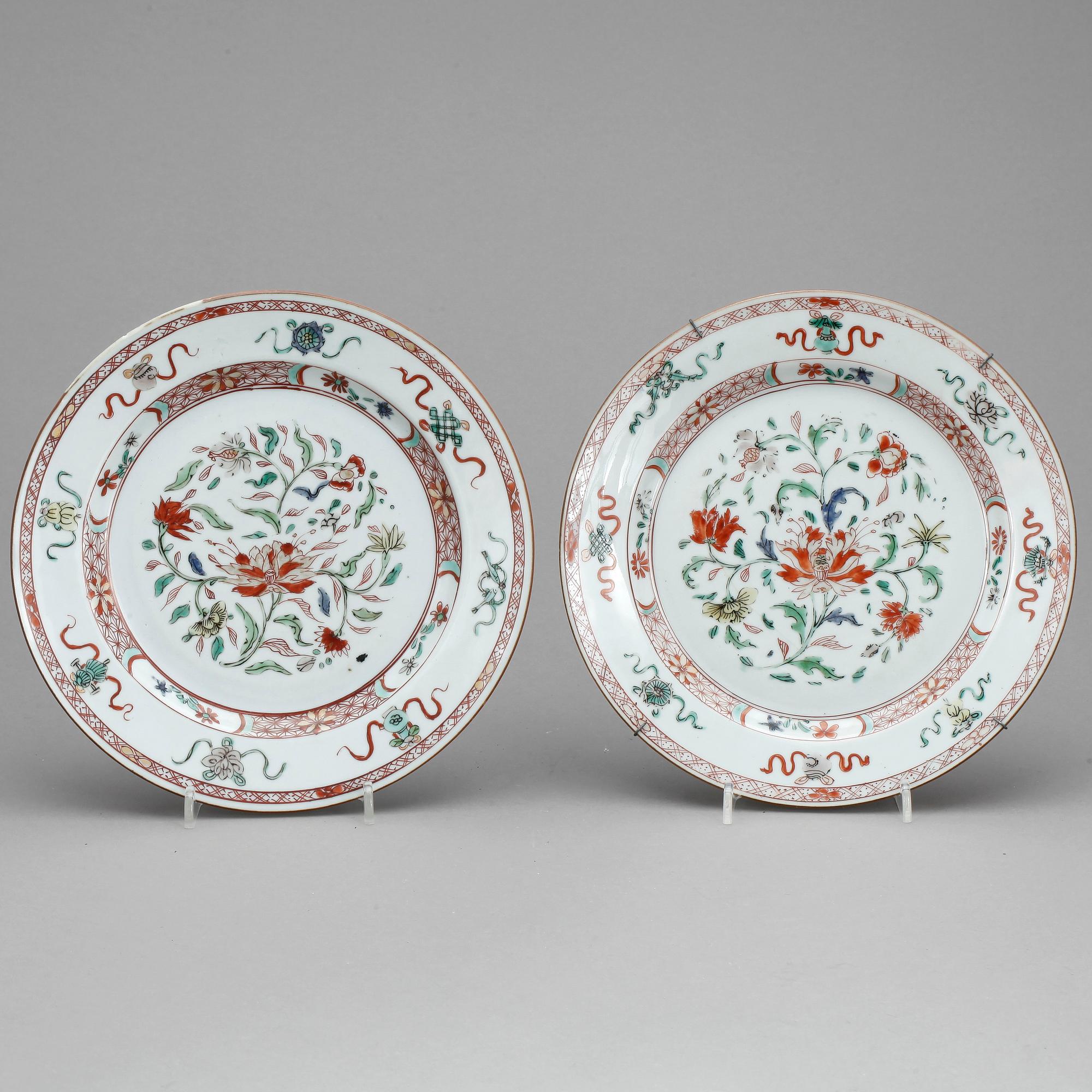 TALLRIKAR, 4 st, porslin, Kina 1700-tal.