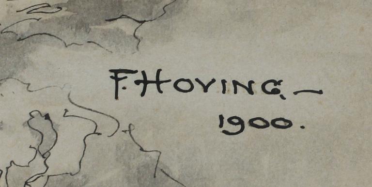 FOLKE HOVING, tuschteckning, sign o dat 1900.