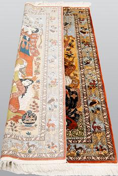 Matta, figural Orientalisk silke, ca 156 x 93 cm.