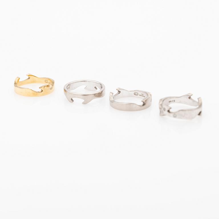 Georg Jensen, Ring, "Fusion", 3 +1 parts, 18K gold and white gold, set with brilliant-cut diamonds.