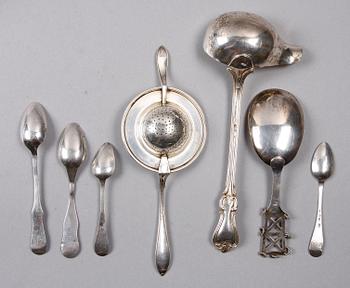 PARTI SILVER, 13 delar, flertal olika mästare och städer, bla Söderhamn, 1800-1900-tal.