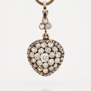 A old cut diamond pendant. Late 19th century.