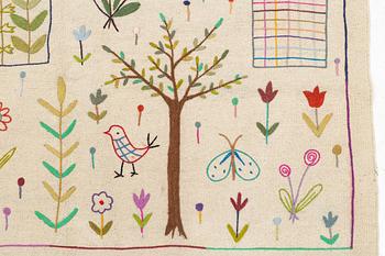 Rug, kelim, hand-embroidered, approx. 190 x 150 cm.