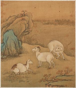 ALBUM, med 6 målningar. Qing dynastin, 17/1800-tal.