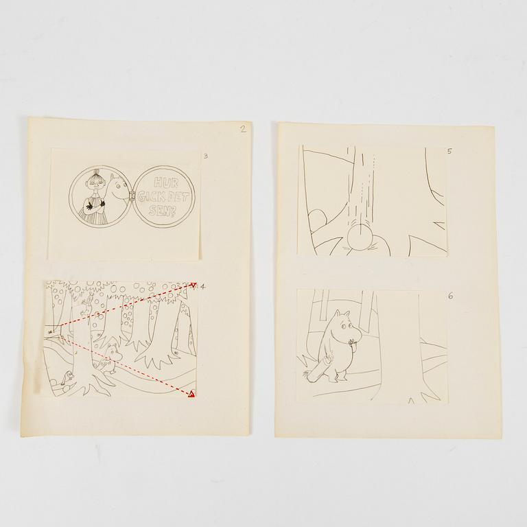 JAROMIR WESLEY, 49 pencil drawings "Mumintrollet: Hur gick det sen?", 1993. Not signed.