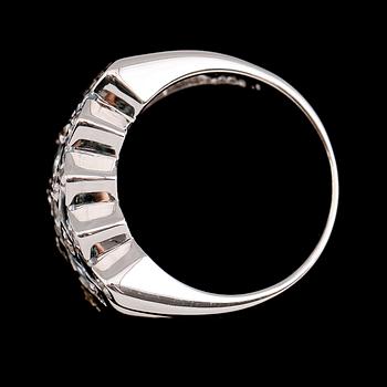 RING, sterlingsilver, akvamariner tot ca 2.50 ct, vita safirer tot ca 0.30 ct.