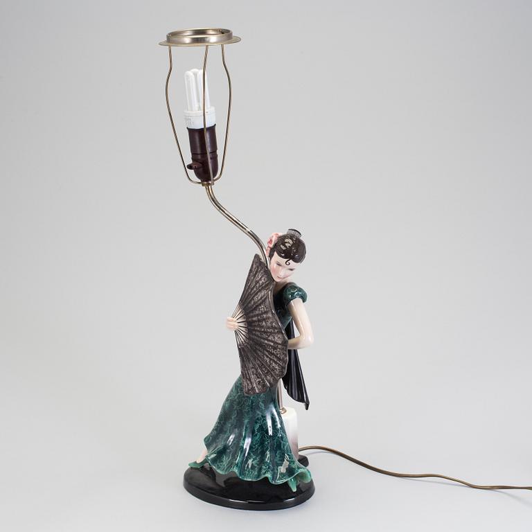 STEFAN DAKON, bordslampa, flintgods. Goldscheider, 1930-tal.