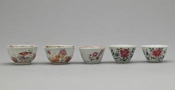 KOPPAR, 5 st samt FAT, 3 st, porslin, Kina, 1700-tal.