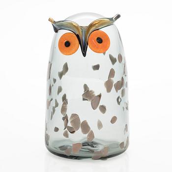 Oiva Toikka, glasfågel, "Long-eared owl", signerad O. Toikka Iittala.