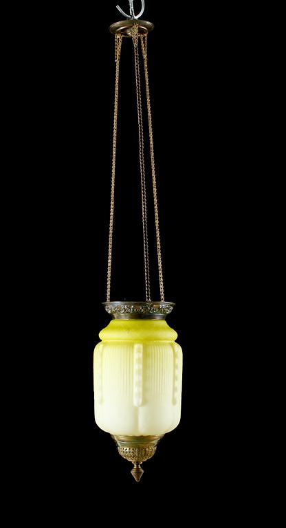 TAKLAMPA, sk månskensampel, sekelskiftet 1900. Höjd ca 40 cm.