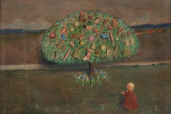 321. Ivar Arosenius, "Lillan under leksaksträdet"/"Saga" (Lillan underneath the Toy Tree/Fairytale).