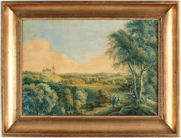 JOHAN FREDRIK JULIN, tillskriven, blandteknik på papper, uppklistrad på pannå, ej signerad.