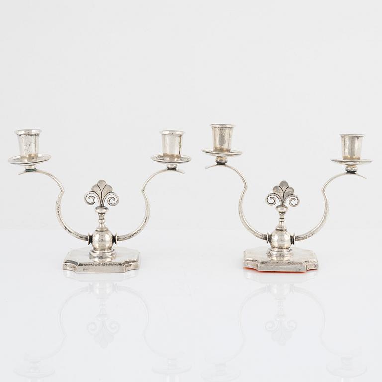 A pair of silver candlesticks, CG Hallberg, Stockholm, 1929-1934.