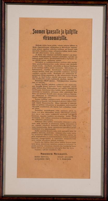 DEKLARATION, av Finlands Senat, daterad 1 februari 1918.
