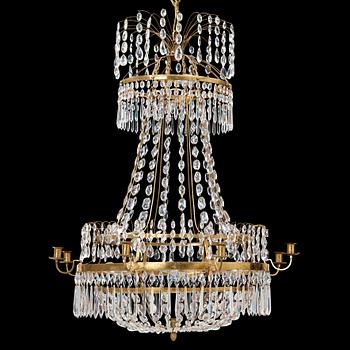 51. A late Gustavian circa 1800 nine-light chandelier.