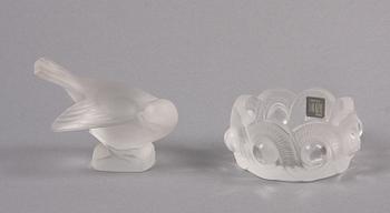 SKÅL samt FIGURIN, glas, Lalique Paris, Frankrike, 1900-tal.