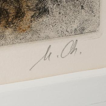 MARC CHAGALL, etsning med handkolorering, signerad M.Ch, och numrerad 68/100.