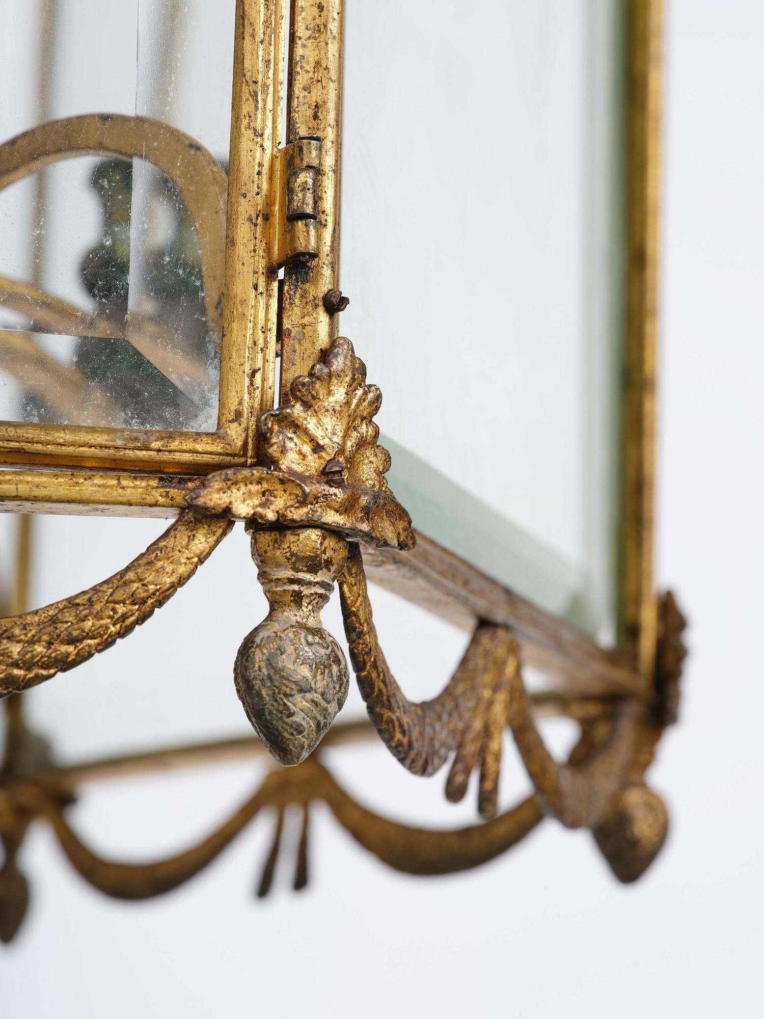 A fine Swedish rococo gilt-brass four-light lantern, Stockholm, later part of the 18th century.
