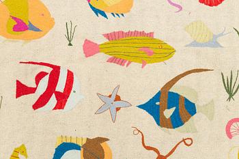 Rug, kilim, hand-embroidered, approx. 195 x 147 cm.