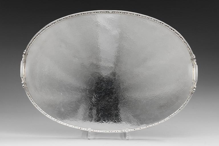 A Johan Rohde tray by Georg Jensen, Copenhagen 1945-77, sterling, design 377 B.