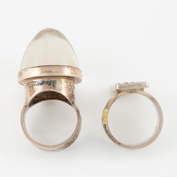 Lars Arby, five rings in sterling silver, Gothenburg 1963, 1966, 1967 and 1972.
