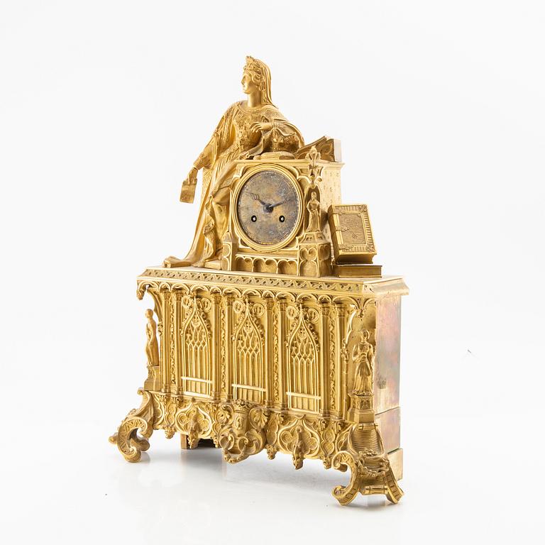 Table clock, neo-Gothic, first half of the 19th century.