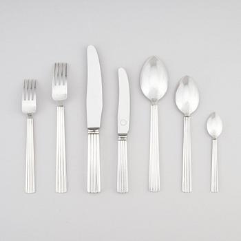 Sigvard Bernadotte, a set of 83 pcs of 'Bernadotte' sterling and stainless steel flatware, Georg Jensen & Wendel, Copenhagen 1945-51, -1977.