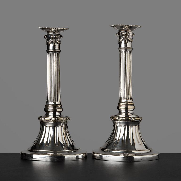 A matched pair of Gustavian late 18th century candlesticks.