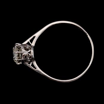 RING, 18K vitguld, solitär briljantslipad diamant ca 1.00 ct. svenska stämplar.