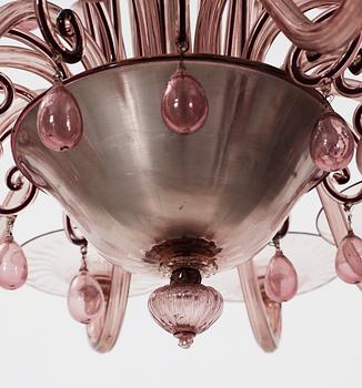 A 1930's Italian chandelier for twelve candles, attributed to Napoleone Martinuzzi, Venini, Murano, Italy 1930's.